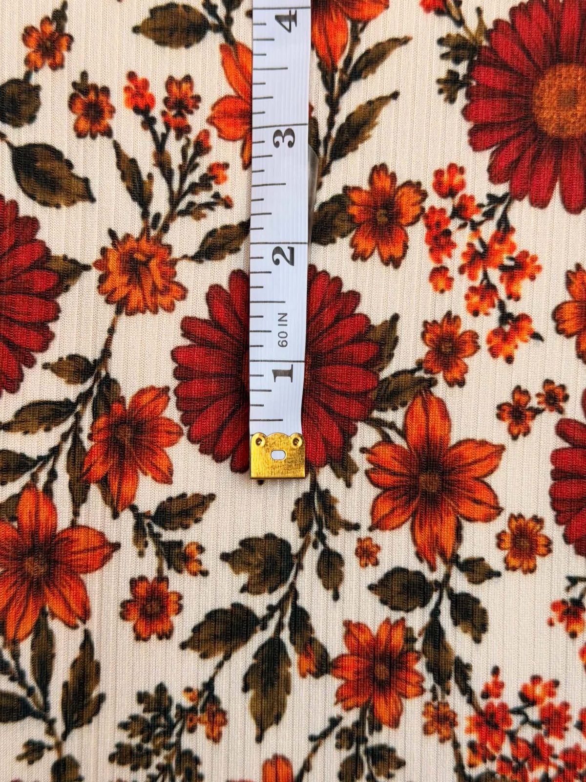 (4x2 YUMMY RIB) FALL HATTIE FLOWER PATTERN ON IVORY