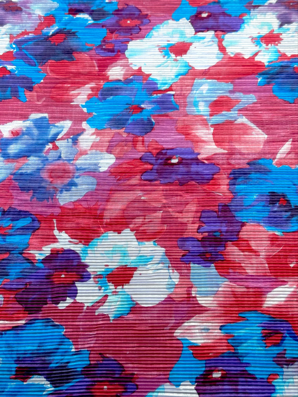 (PLEATED) BLUE AND PURPLE FLORAL ON BRIGHT MAUVE