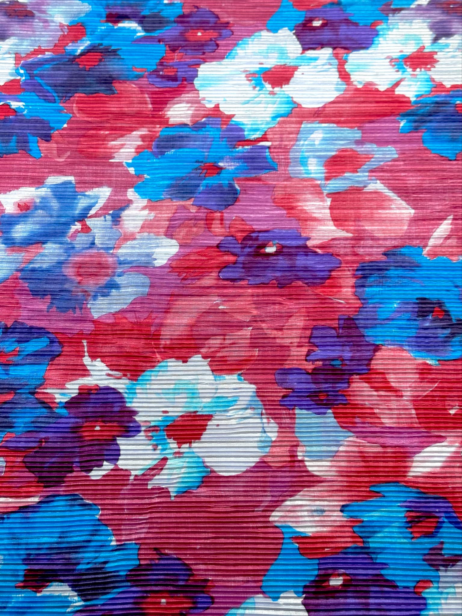 (PLEATED) BLUE AND PURPLE FLORAL ON BRIGHT MAUVE