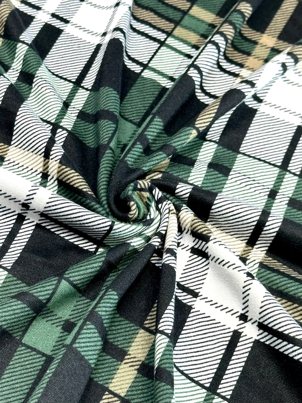 (DBP) EMERALD, BLACK, GOLD, AND OFF WHITE PLAID