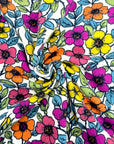 (MVS) MAGENTA, ORANGE, AND YELLOW FLOWERS ON IVORY