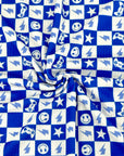 (YUMMY RIB) ROYAL BLUE GAMER AND HAPPY FACES CHECKERED PRINT