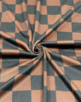 (4X2 RIB) MEDIUM BLACK AND BROWN CHECKERED