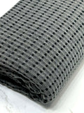 (WAFFLE) BLACK DOTS STRIPE ON CHARCOAL