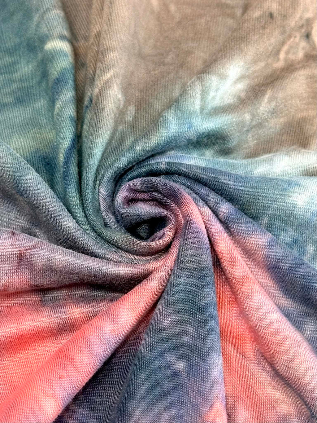 (DBP) DEEP TEAL, CORAL AND BROWN TIE DYE