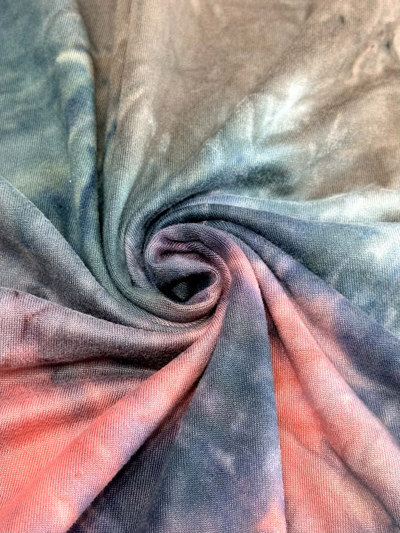 (DBP) DEEP TEAL, CORAL AND BROWN TIE DYE