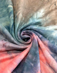 (DBP) DEEP TEAL, CORAL AND BROWN TIE DYE