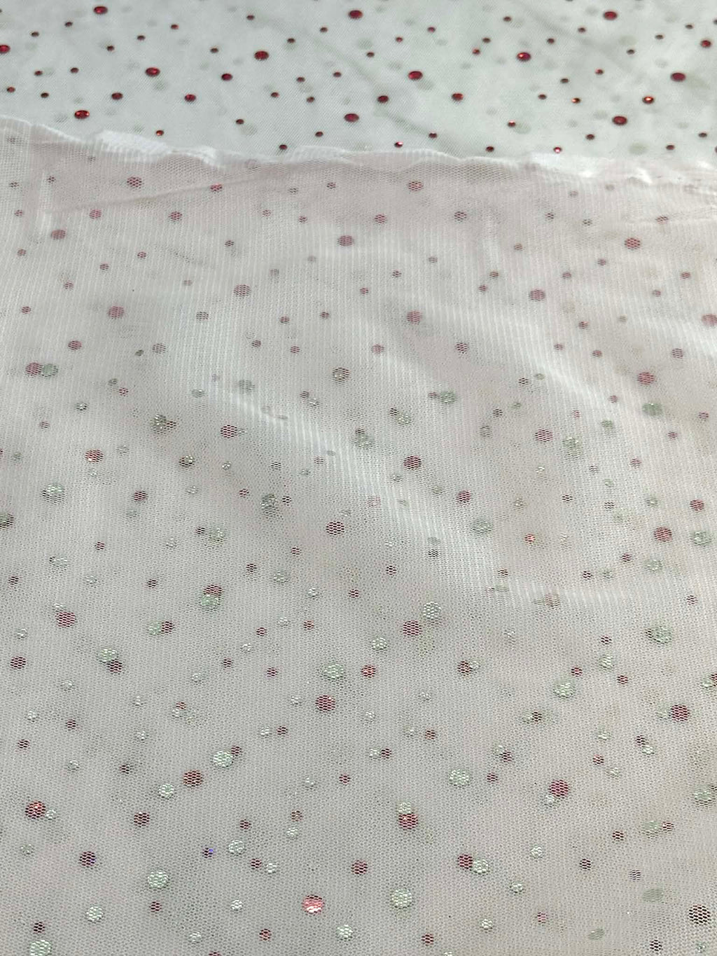 (MESH) SHIMMERY POLKA DOTS ON LIGHT PINK