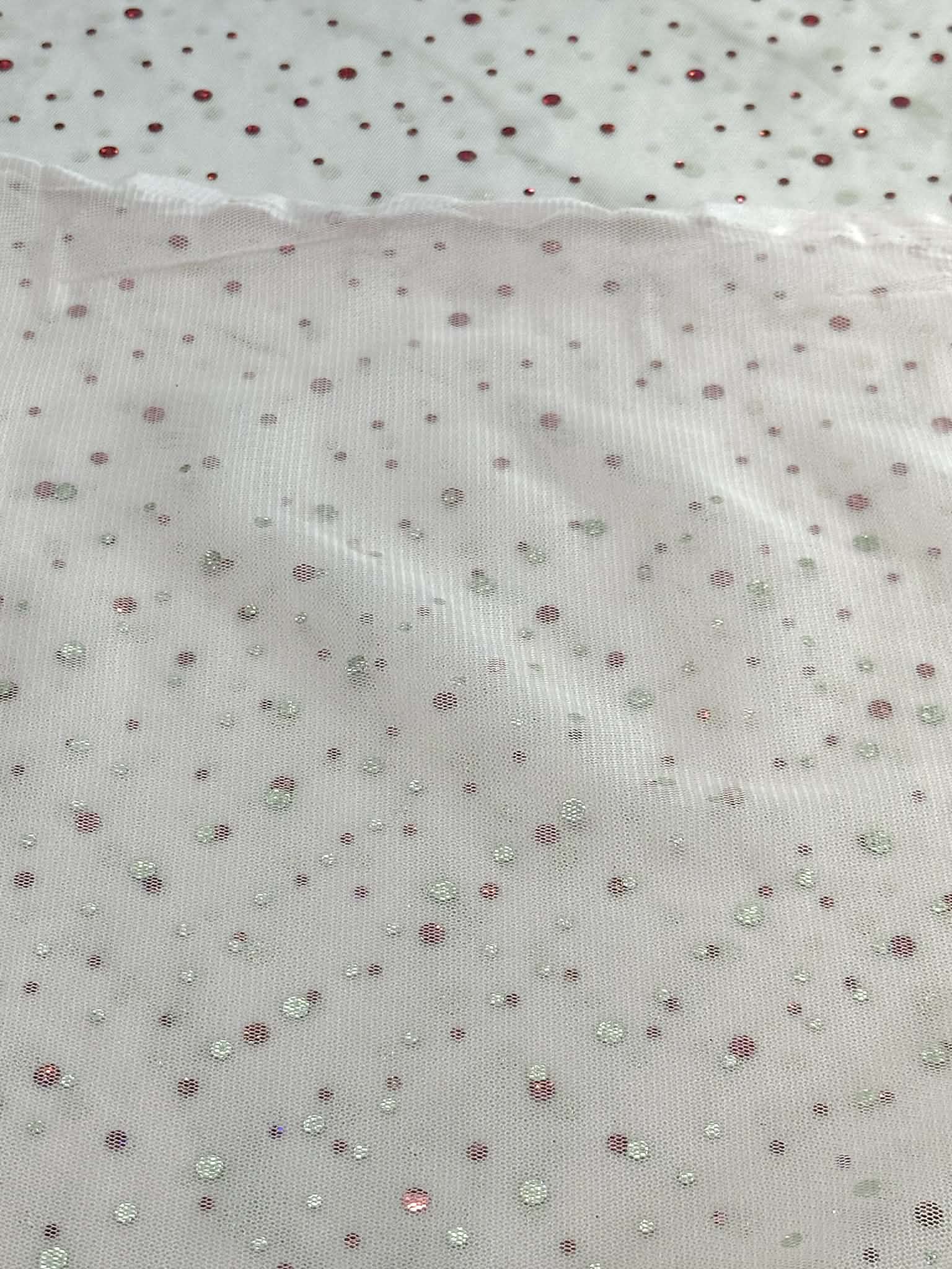 (MESH) SHIMMERY POLKA DOTS ON LIGHT PINK