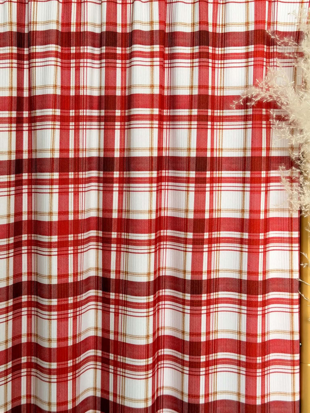 (4X2 YUMMY RIB) NEW RED AND OFF WHITE PLAID