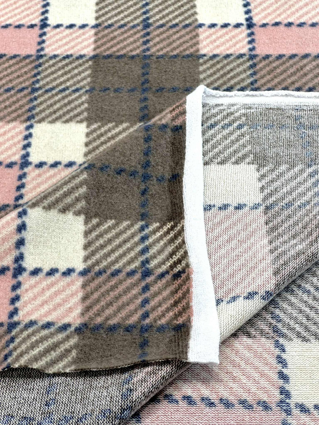 (BRUSHED SWEATER KNIT) BLUSH, BROWN, AND CREAM PLAID (4)
