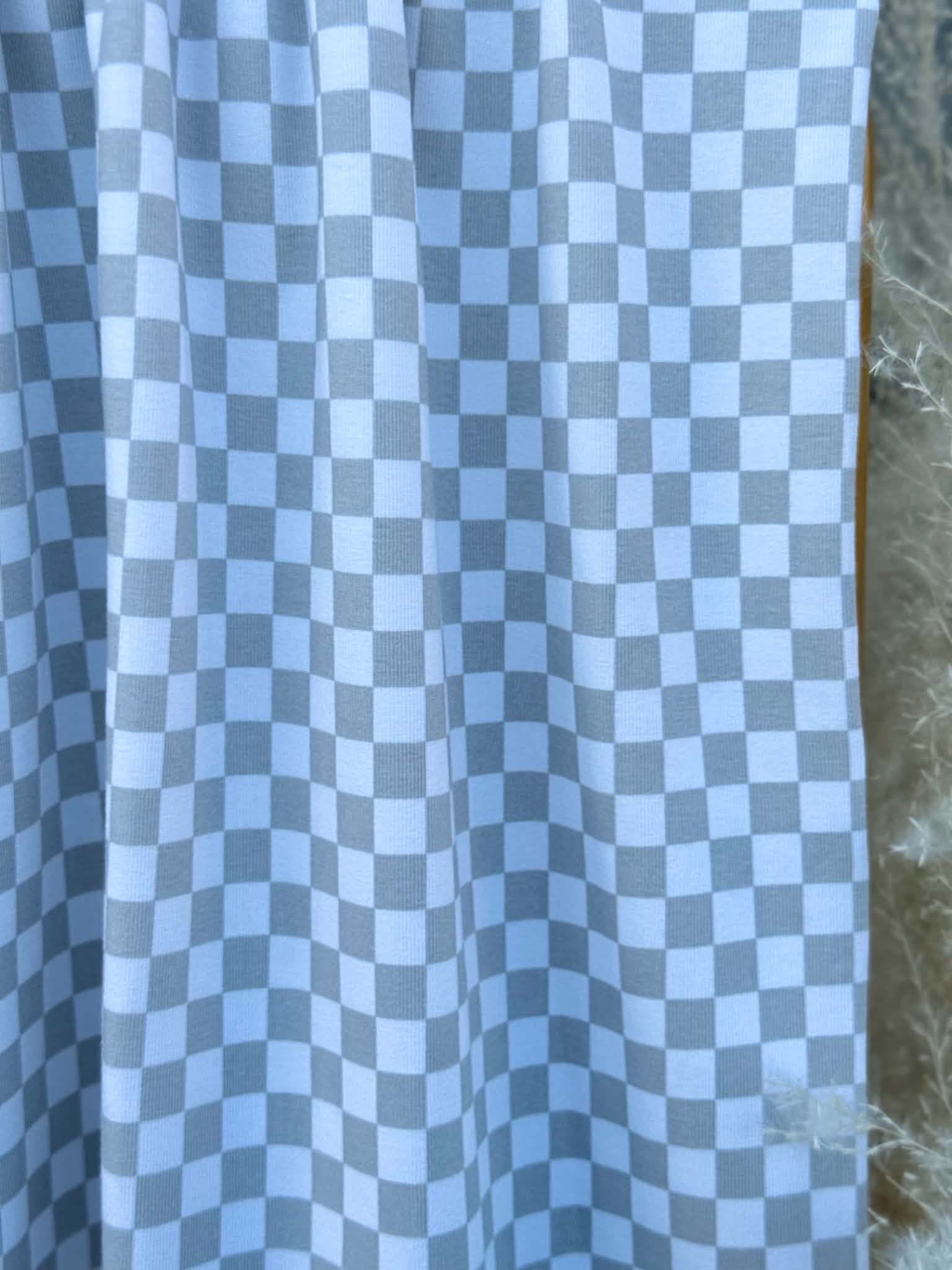 (COTTON RIB) SMALL GRAY CHECKERED