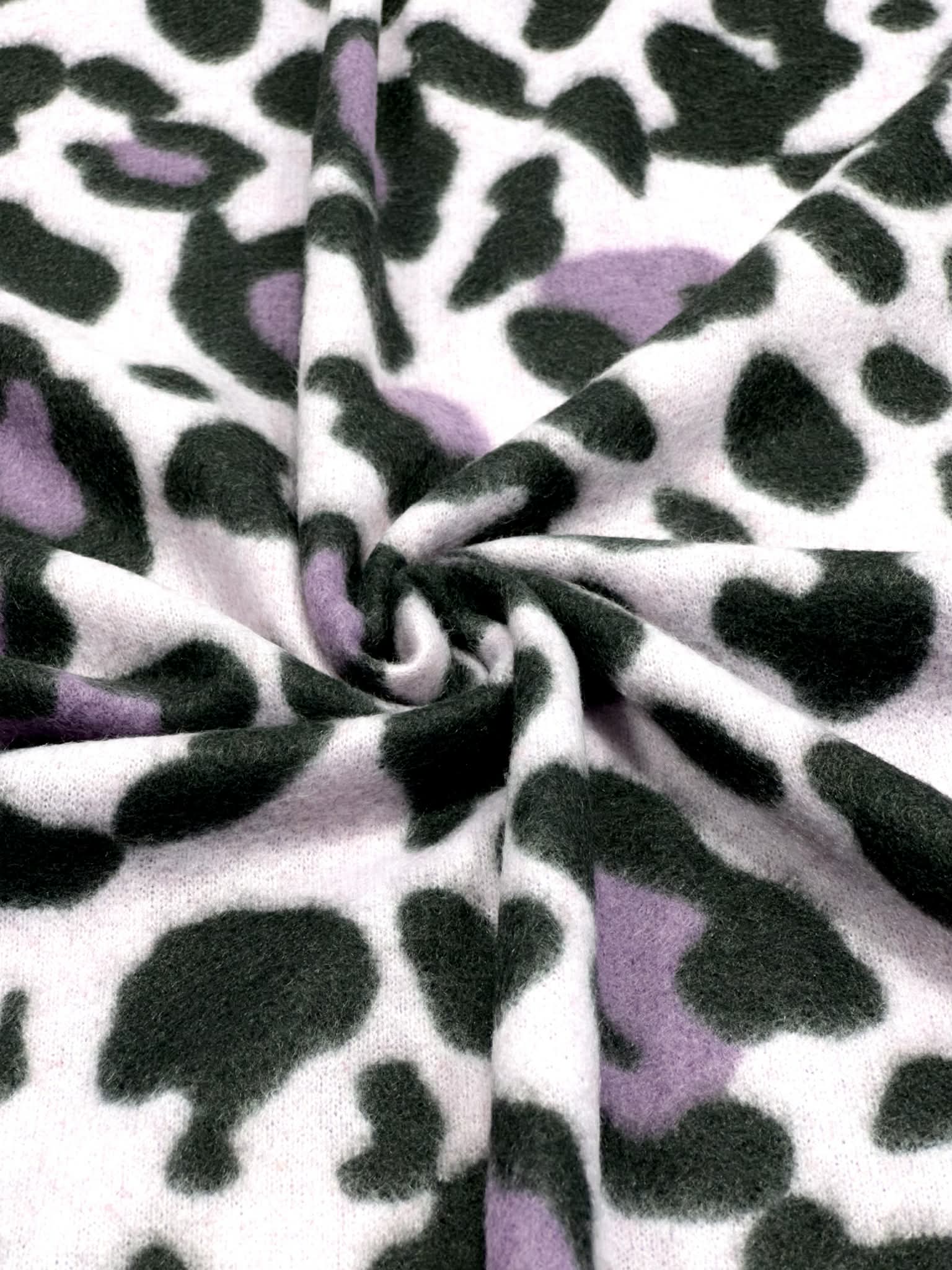 (BRUSHED SWEATER KNIT) PURPLE AND BLACK CHEETAH