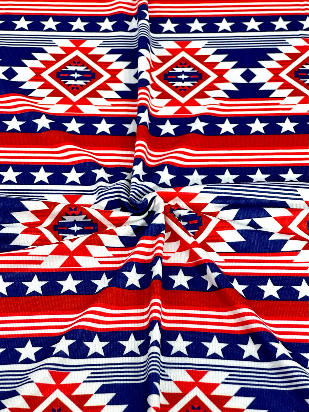 (SWEATER KNIT/ OAKLEY) BLUE, RED, AND OFF WHITE WESTERN STAR PATTERN