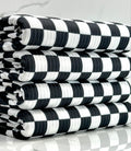 (4x2 YUMMY RIB) BLACK AND OFF WHITE CHECKERED