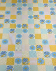 (2X2 RIB) BLUE AND YELLOW FLOWERS, POLKA DOTS AND STRIPES PATTERN(1)