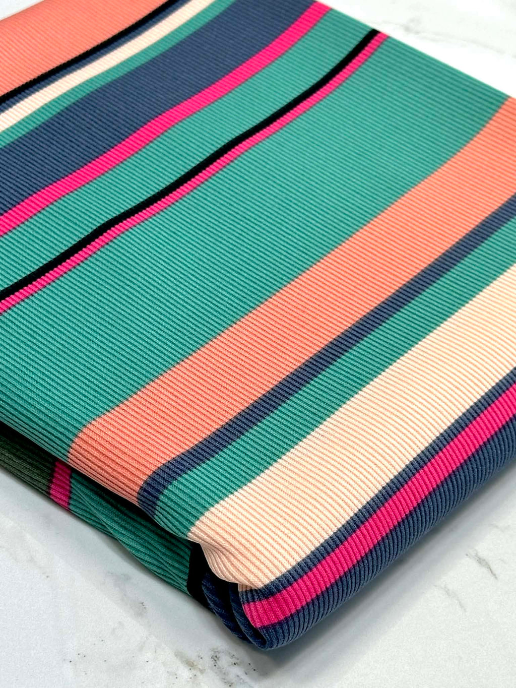 (BABY RIB) TURQUOISE, PEACH, NAVY, PINK, BLACK AND OLIVE STRIPES (2)