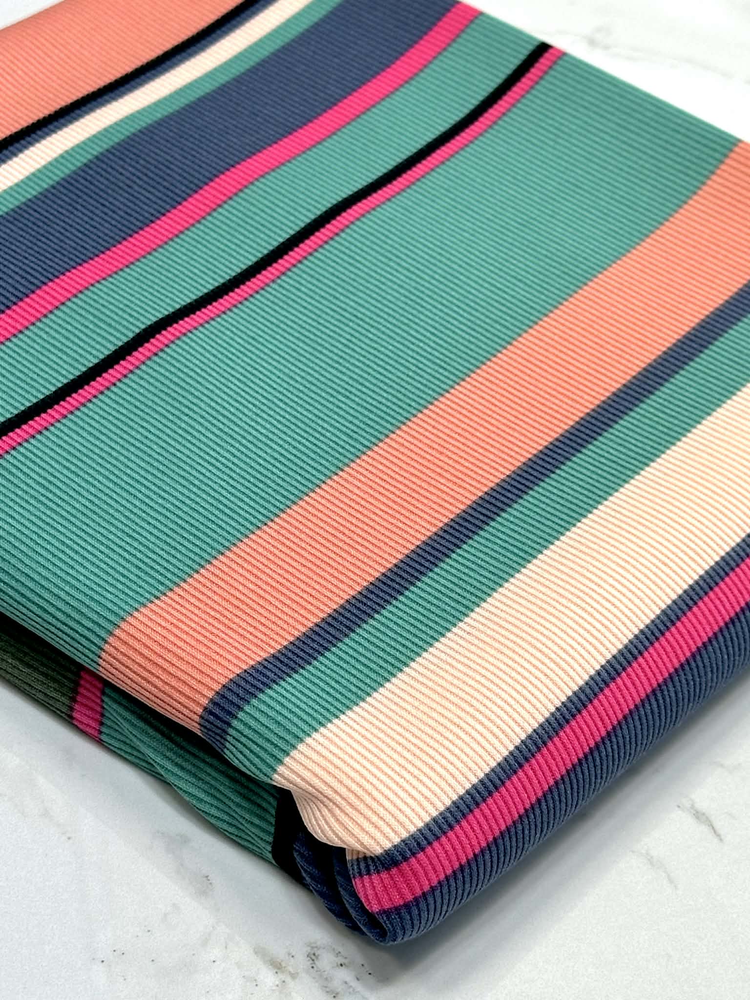 (BABY RIB) TURQUOISE, PEACH, NAVY, PINK, BLACK AND OLIVE STRIPES (2)