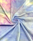 (FRENCH TERRY) BLUE, YELLOW AND PURPLE TIE DYE