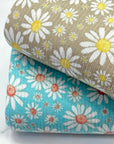 (BELLA RIB) WHITE AND RUST DAISIES ON AQUA