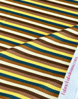 (4X2 RIB) TEAL, YELLOW, BROWN AND CREAM STRIPES