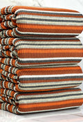 (SWEATER RIB) ORANGE, RUST, GRAY, AND OFF WHITE STRIPES
