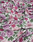 (4X2 RIB) MAGENTA AND PINK HATTIE FLOWERS ON OFF WHITE