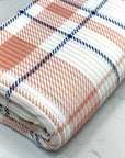 (4X2 YUMMY RIB) DUSTY PINK AND NAVY BLUE PLAID ON OFF WHITE