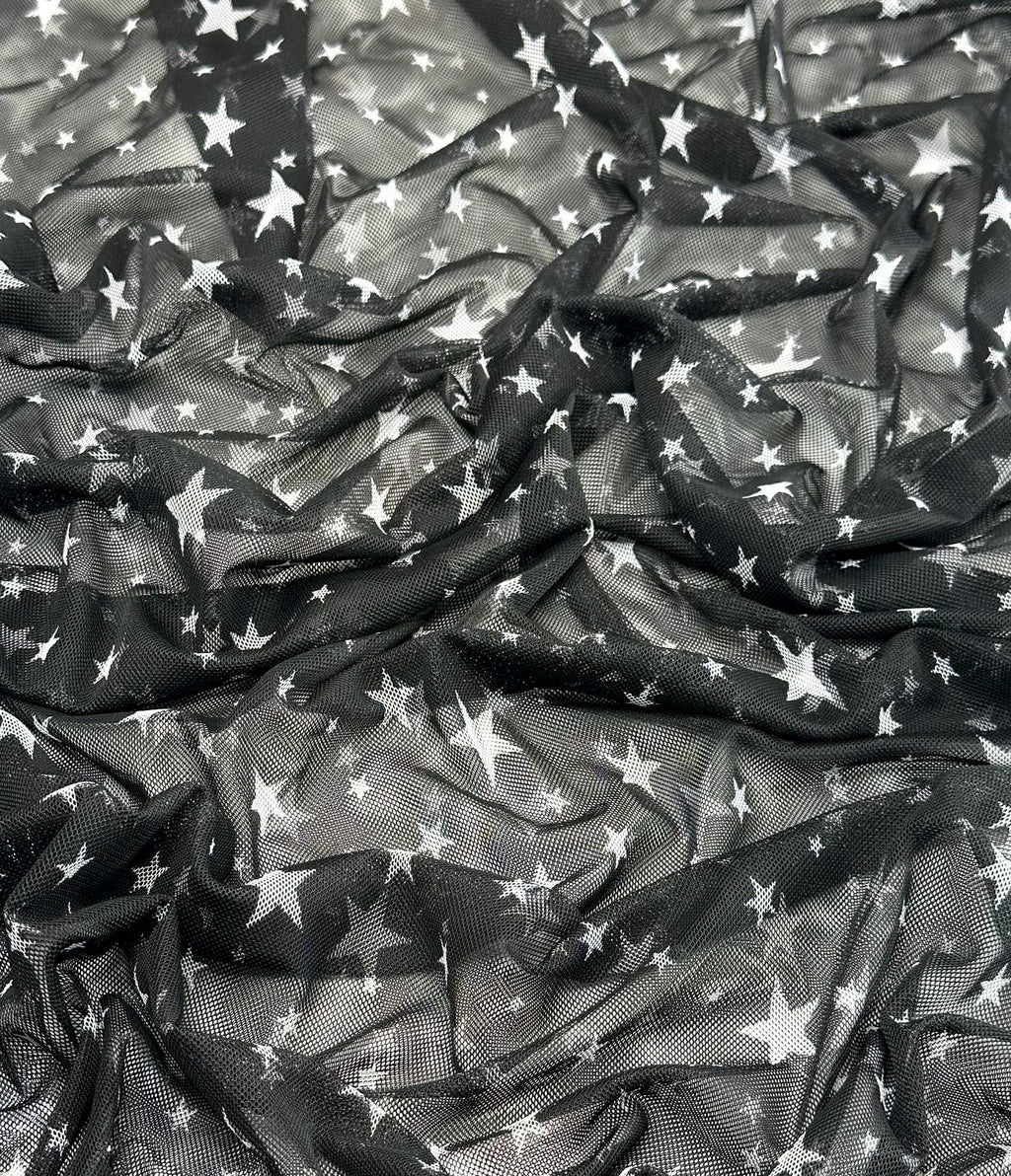 (MESH) WHITE STARS ON BLACK