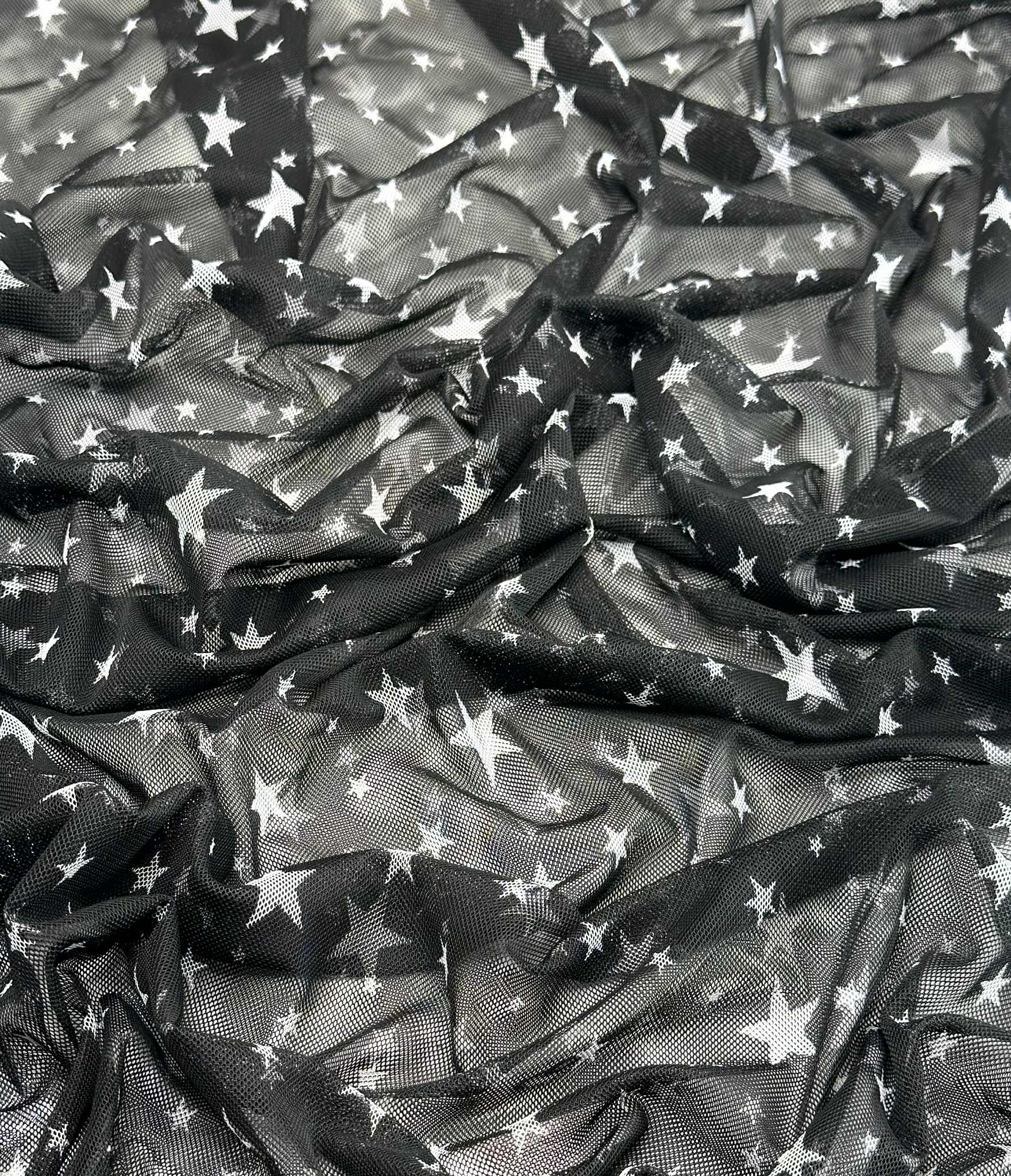 (MESH) WHITE STARS ON BLACK