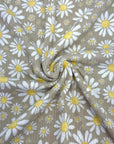 (BELLA RIB) WHITE AND YELLOW DAISIES ON TAUPE