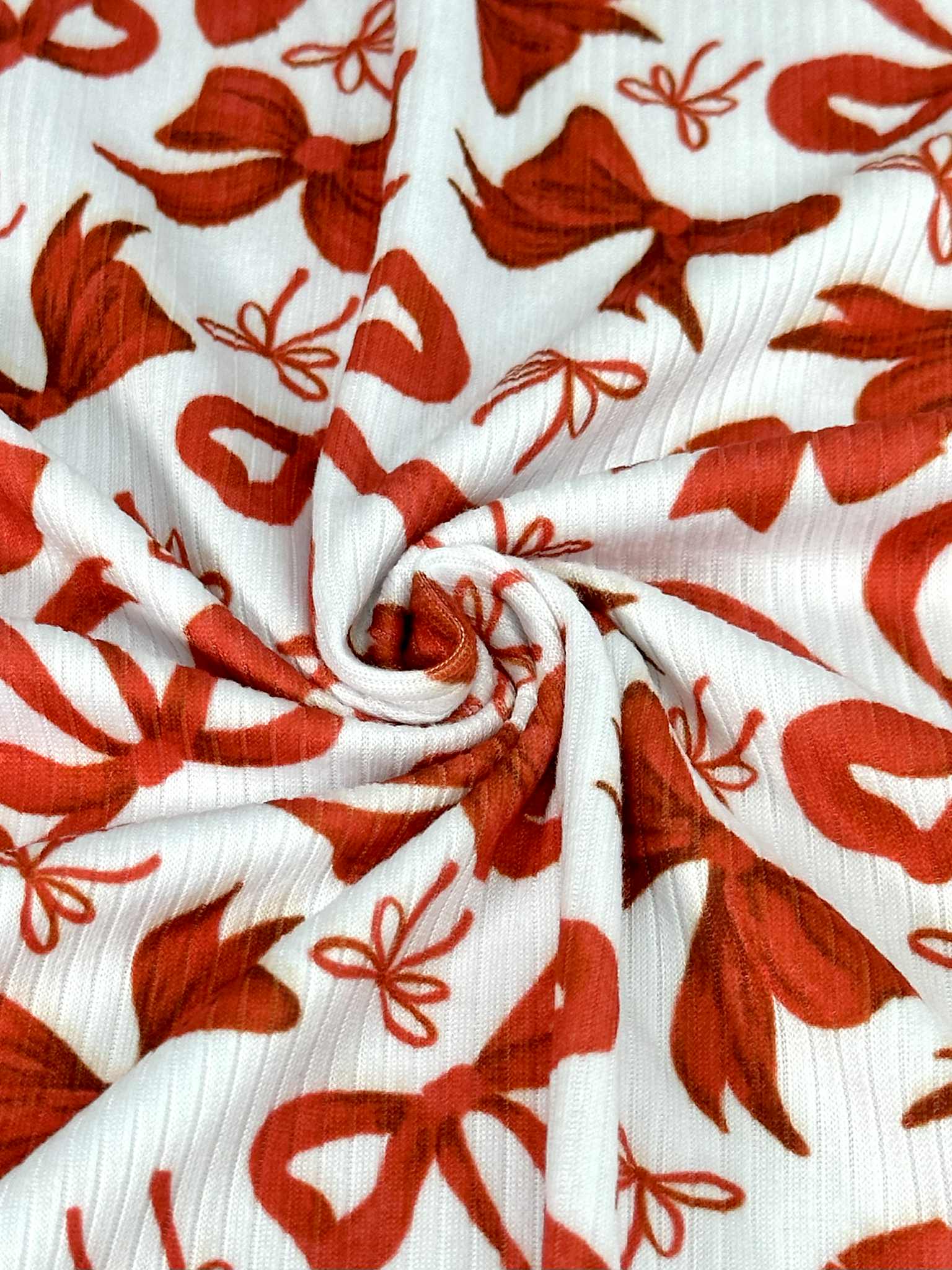 (4X2 RIB) RED BOWS ON OFF WHITE