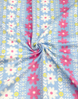 (DBP) LIGHT PINK AND OFF WHITE FLOWER PATTERN ON LIGHT BLUE