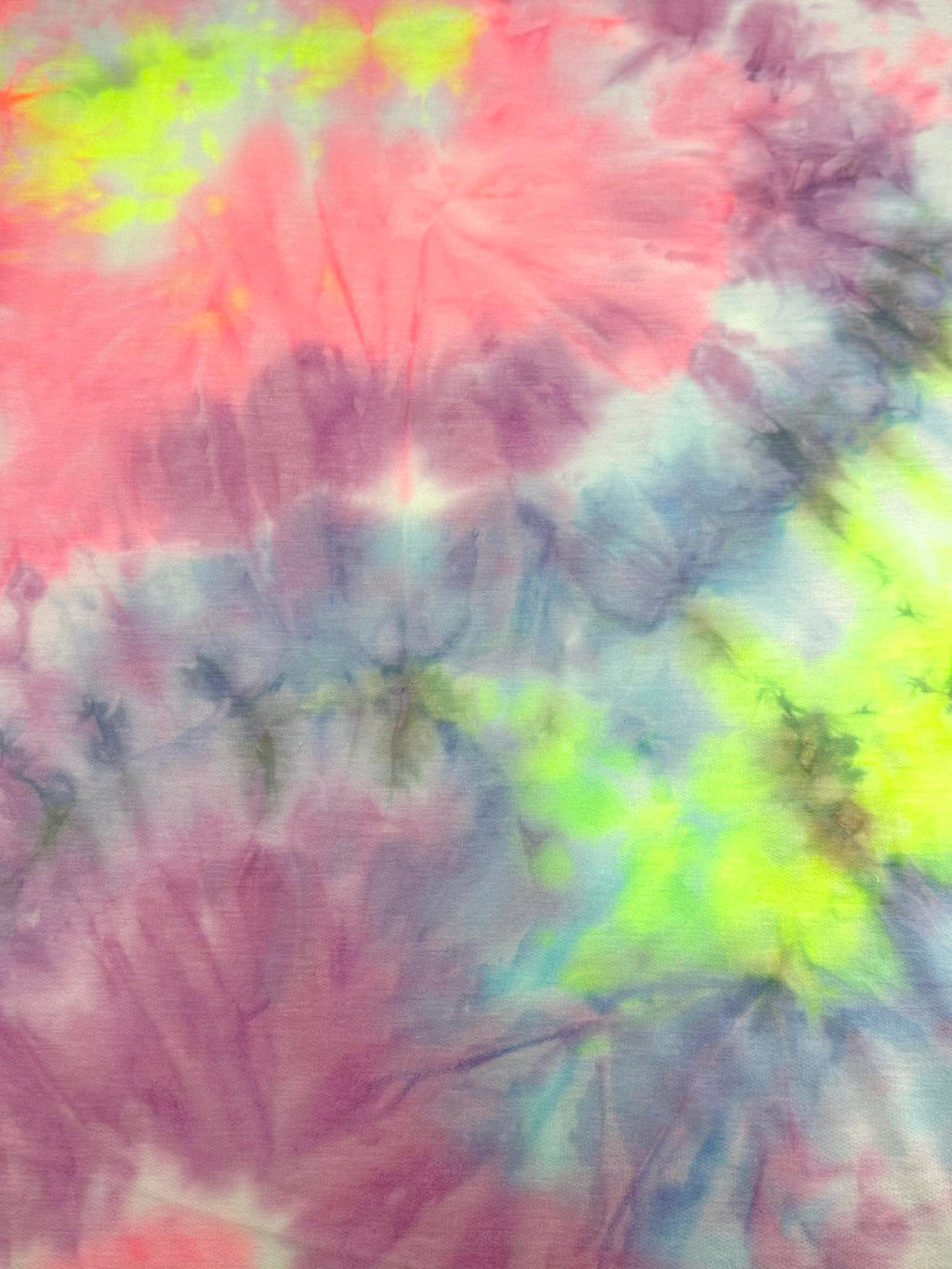 (FRENCH TERRY) LIME, PURPLE, PINK, AND SKY BLUE TIE DYE