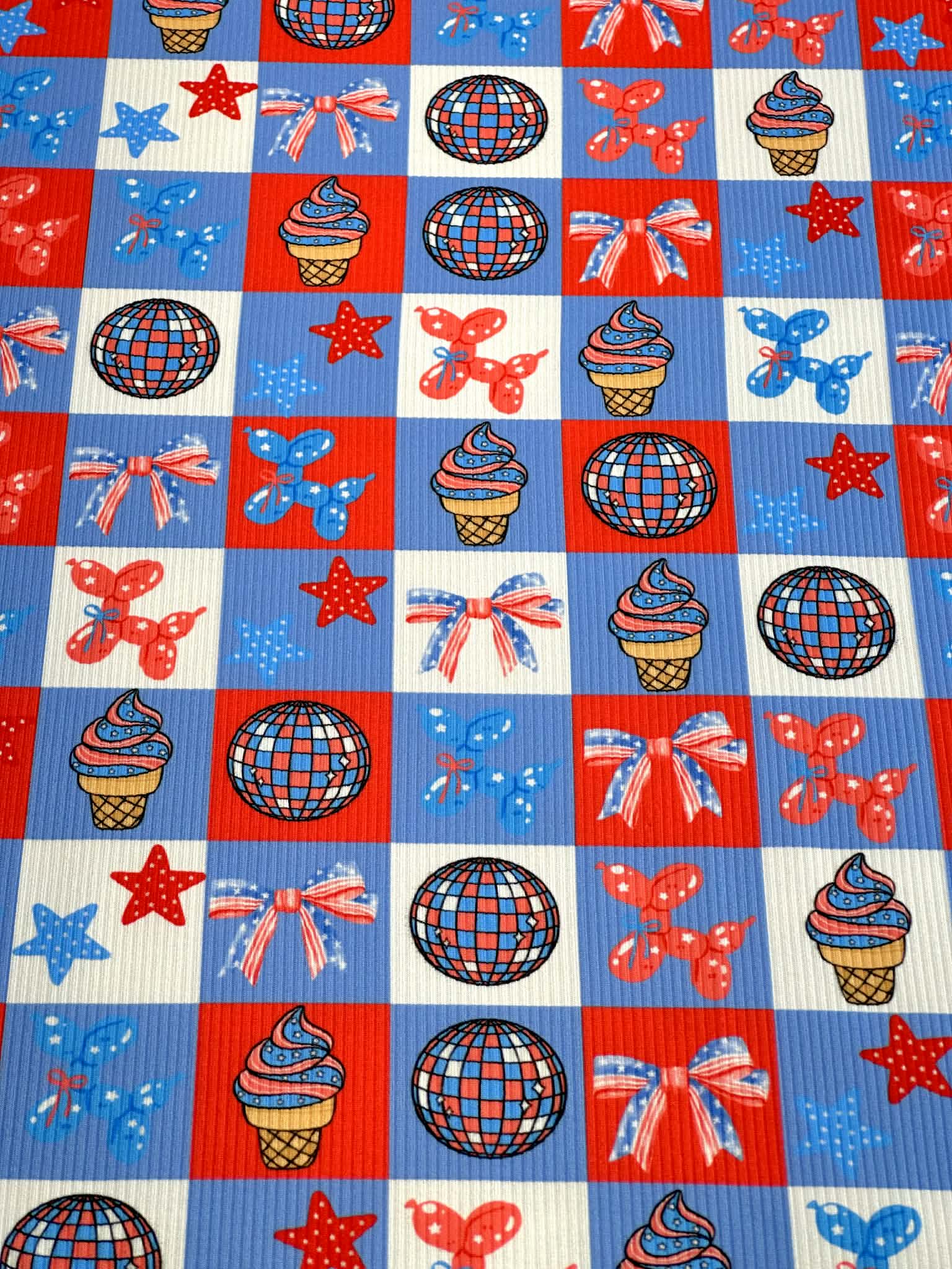 (2X2 YUMMY RIB) SIBLING MATCHING 4TH OF JULY CHECKERED (GIRL VERSION)