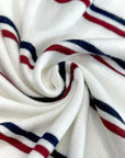 (KNIT) RED AND NAVY STRIPES ON OFF WHITE