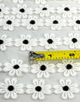 (TRIM) EMBROIDERED WHITE FLOWERS WITH CHARCOAL