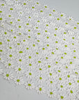 (TRIM) EMBROIDERED WHITE FLOWERS WITH LIME