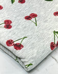 (FRENCH TERRY) RED CHERRIES ON HEATHER GRAY (1)