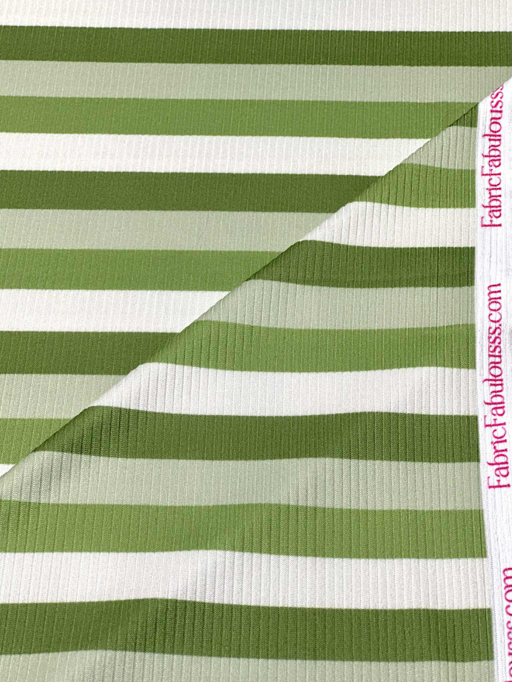 (4X2 RIB) SAGE GREEN AND OFF WHITE STRIPES