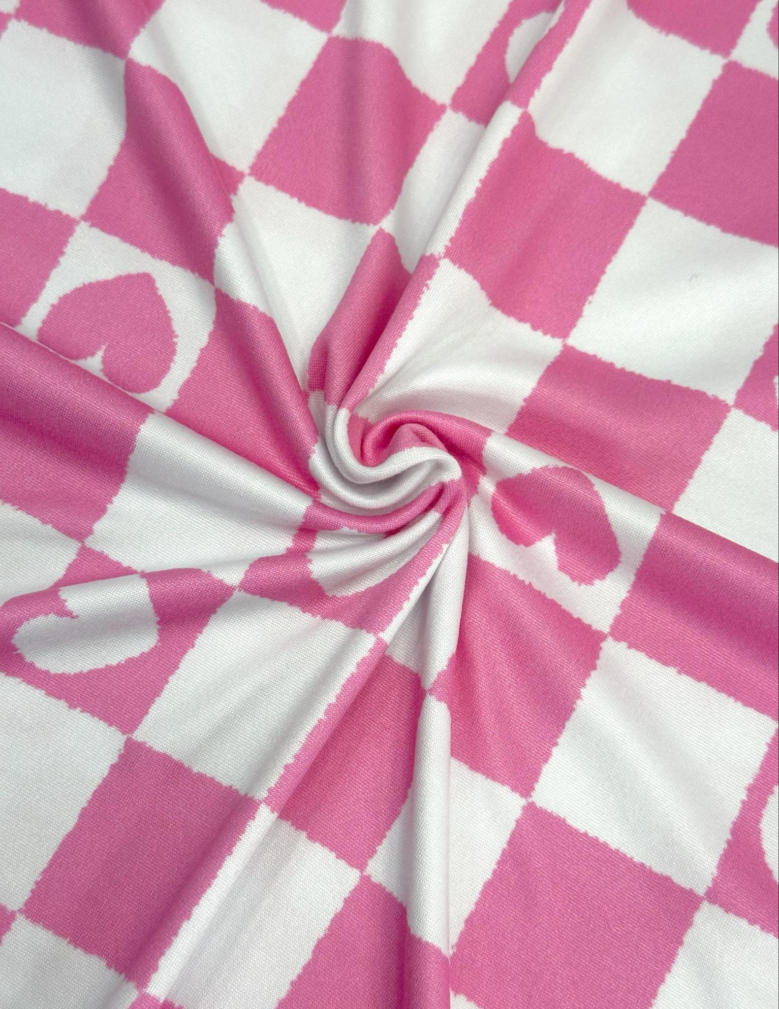 (DBP) PINK AND WHITE HEART CHECKERED