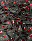 (MESH) RED SEQUINS ON BLACK
