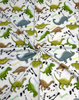 (DBP) GREEN, BROWN, AND ALOE DINOSAURS ON OFF WHITE