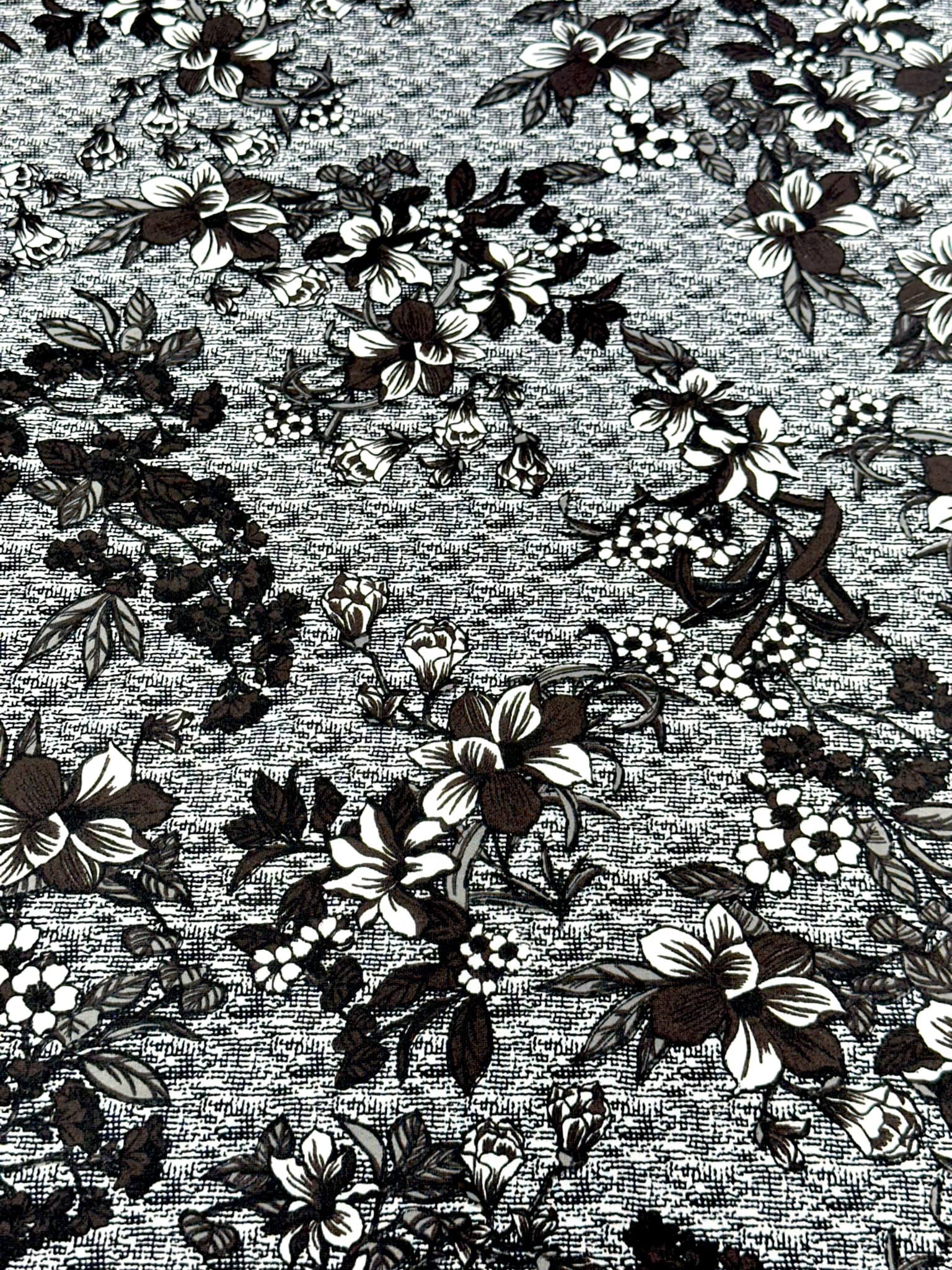 (FRENCH TERRY) BLACK AND WHITE FLORAL