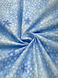 (WOVEN COTTON) BLUE AND WHITE FREEDOM STARS