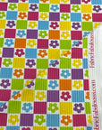 (4X2 YUMMY RIB) BRIGHT COLORFUL FLOWERS AND CHECKERED PATTERN