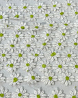 (TRIM) EMBROIDERED WHITE FLOWERS WITH LIME