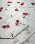 (FRENCH TERRY) RED CHERRIES ON HEATHER GRAY (1)