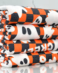 (FRENCH TERRY) GHOST ON ORANGE AND BLACK CHECKERED PRINT