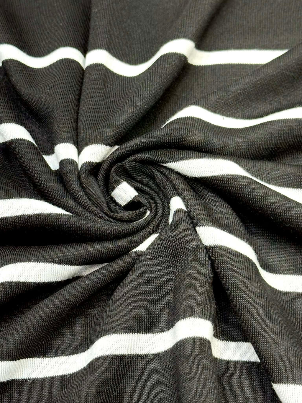(RAYON MODAL) OFF WHITE STRIPES ON BLACK